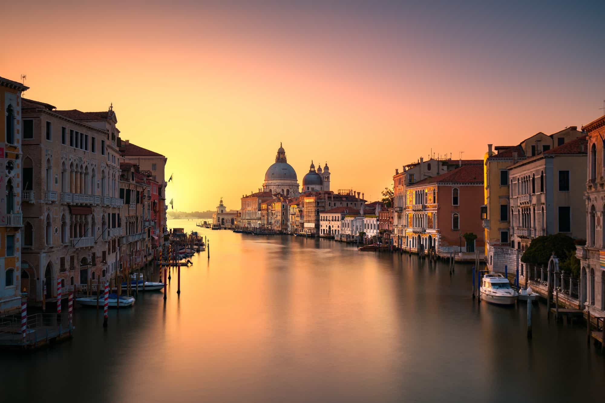 Venice grand canal, Santa Maria della Salute church landmark at